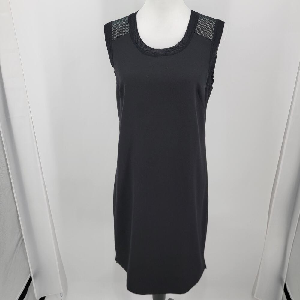 Dylan Gray Dress Womens 4 Black LBD Sheath Mesh Trim Detail Sleeveless Back Zip